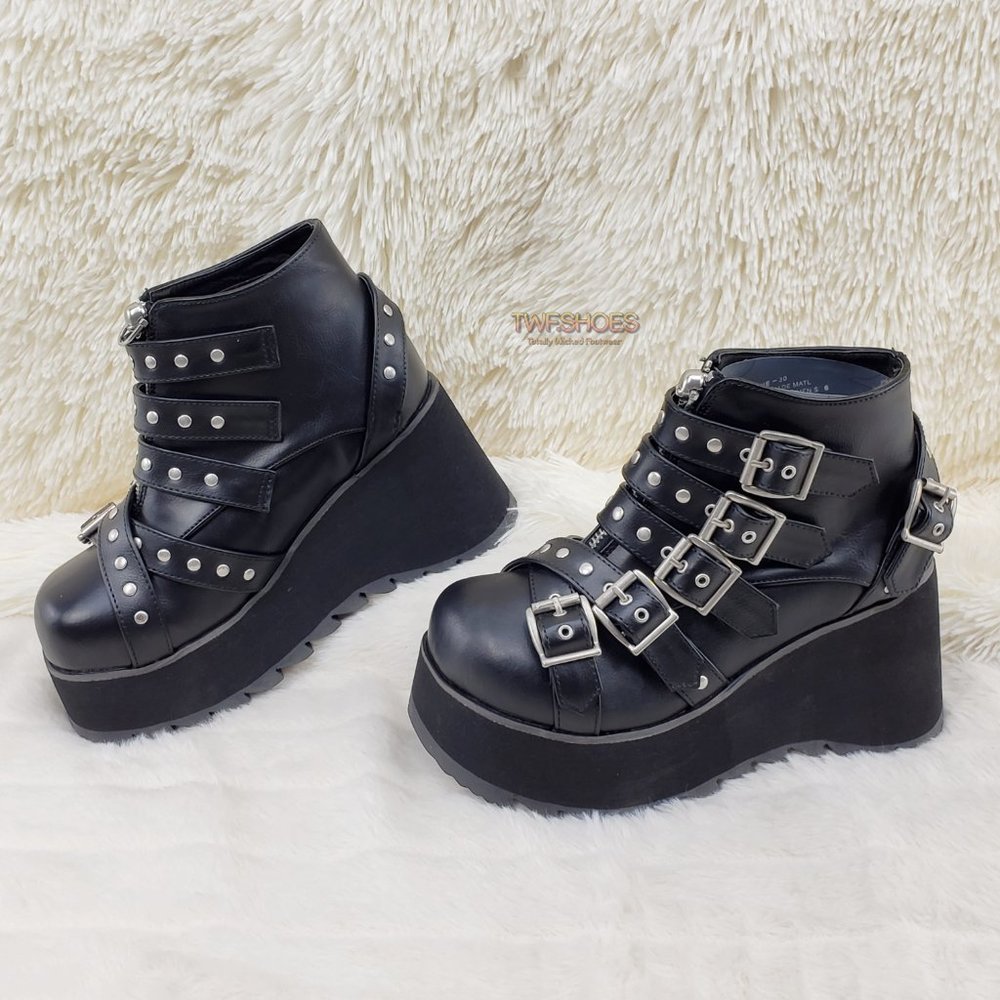Platform Goth Boot Bootie Skull Head - Picture 13 of 13